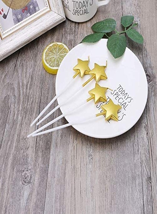 LUDALY 4Pcs Decorative Happy Birthday Candle Star Sticks Design Cake Topper Creative Birthday Cake Candle, (Golden) - Image 3